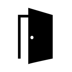 Door sign icon enter or exit symbol. Internal door. Circle and square buttons. Flat design set. Thank you ribbon.