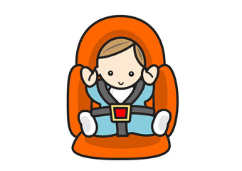 チャイルドシートに座る赤ちゃん