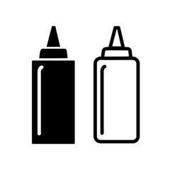 line ketchup and mustard squeeze bottle vector icon illustration