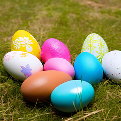 easter eggs in grass
