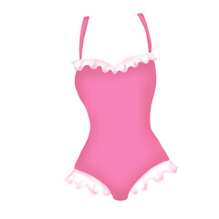 pink one-piece swimsuit.