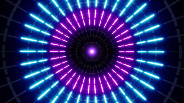 Music Festival VJ Loop Background of Flashing Neon Cross Line Geometric Lights