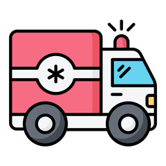 Ambulance Car Line Color Icon