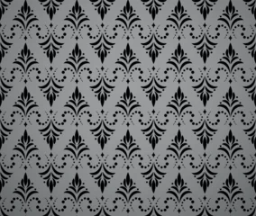 Gordijnen Flower geometric pattern. Seamless vector background. Gray and black ornament © ELENA
