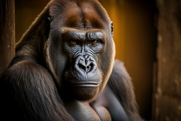 Fototapeta premium Capturing the Fascinating Gorilla Up Close, Revealing Intricate Details and Expressions by Generative AI