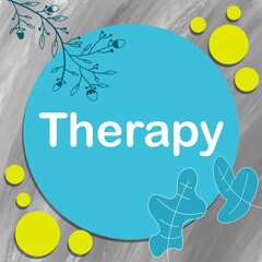 Therapy Turquoise Blue Green Grey Leaves Floral Text