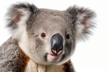 Keuken spatwand met foto Close-up of a koala looking at camera, isolated on white © Yaroslav