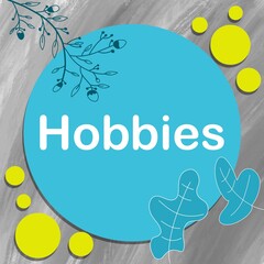 Hobbies Turquoise Blue Green Grey Leaves Floral Text