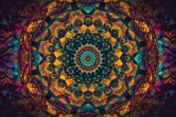 colorful kaleidoscope with a circular pattern in the center. Generative AI