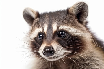Portrait of a raccoon on a white background.  - obrazy, fototapety, plakaty