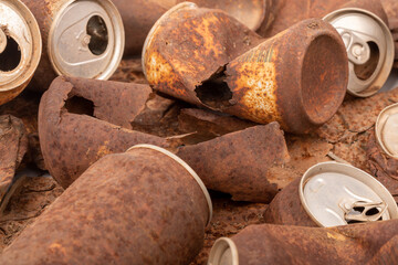 Abandoned Beverage Cans: Environmental Pollution Concept