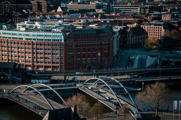 Bird eye view of Hamburg from