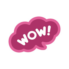 WOW speech bubble icon. Cute black text lettering vector illustration.