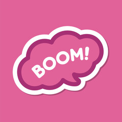 Boom speech bubble explosion sound effect icon. Cute black text lettering vector illustration.