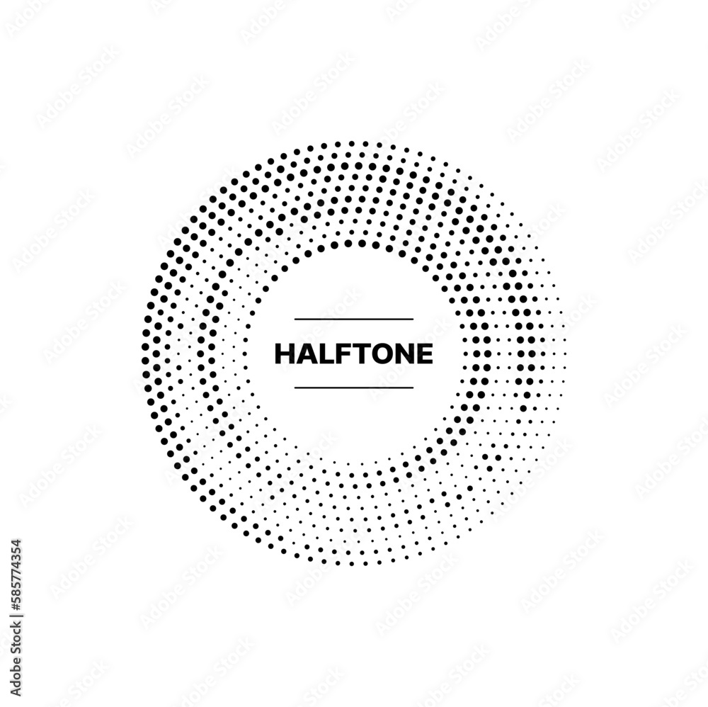 Aufkleber Halftone circle pattern frame with vector border of black dots. Round geometric shape with abstract texture of random dots, spots and points. Isolated half tone ring of dotted pattern, modern banner