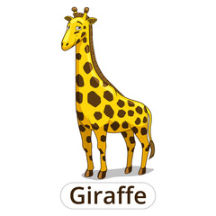 Giraffe african savannah animal cartoon PNG illustration with transparent background