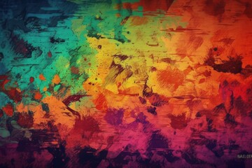 Fototapeta na wymiar vibrant painting against a dark background. Generative AI