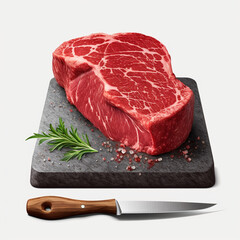 raw meat on a cutting board,