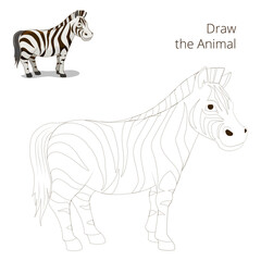Draw the animal educational game zebra PNG illustration with transparent background