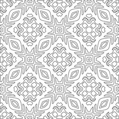 Fototapeta premium Stylish texture with figures from lines.Abstract geometric black and white pattern for web page, textures, card, poster, fabric, textile. Monochrome graphic repeating design. 