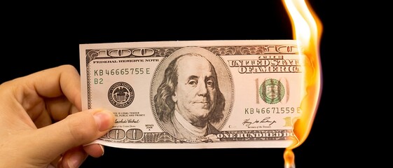 Dollar bill burning