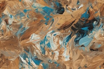 Fototapeta premium an abstract painting featuring shades of blue and brown. Generative AI