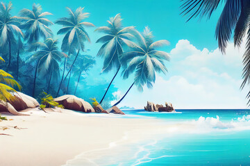 Beautiful tropical beach banner. Generative Ai