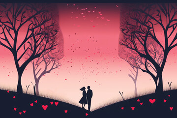 spouse with a lot of hearts, illustration  graphic, generative AI