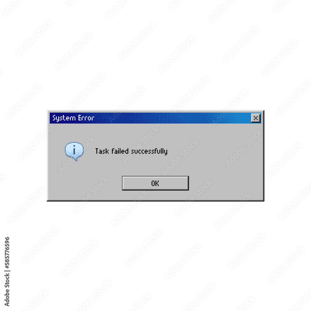 Aufkleber Error message window on PC system fail, popup warning on computer failure, vector notification. Task failed successfully, error popup window with OK button for computer run or installation failure