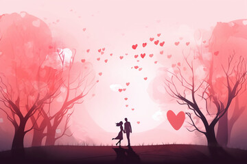 spouse with a lot of hearts, illustration  graphic, generative AI