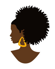 African woman with a bouffant hairdo and an earring. Flat style.