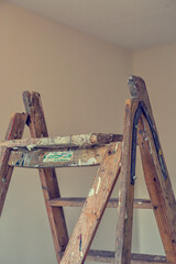 Wooden ladder in close up