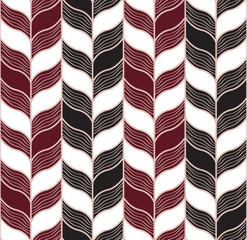 Red and black herringbone pattern. Elegant hand drawn geometric design.