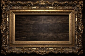 black background with a gold frame. Generative AI