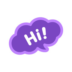 Cute Hi! greeting speech bubble icon. Simple flat vector illustration.