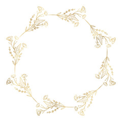 Floral gold wreath illustration