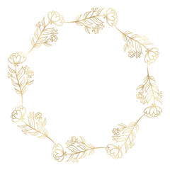 Floral gold wreath illustration
