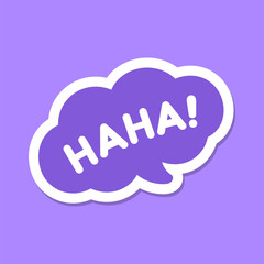 Haha laughing speech bubble sound effect icon. Cute black text lettering vector illustration.