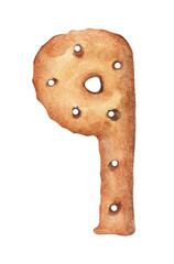 Cookie alphabet. Baking ABC. Watercolor illustration.