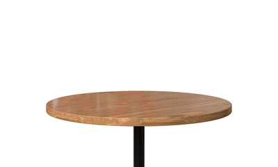 Circle wooden table 3d render isolated