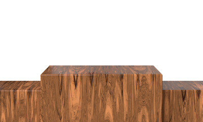Square wooden podium 3d render isolated