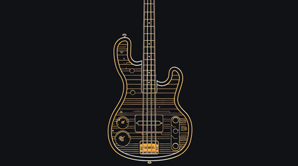 Obraz na płótnie Canvas Minimalistic illustration with an electric guitar on a black background, generative A.