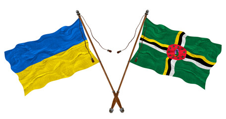 National flag  of Dominica and Ukraine. Background for designers