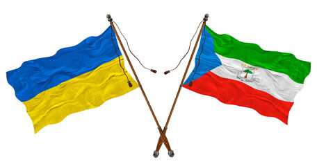 National flag  of Equatorial Guinea and Ukraine. Background for designers