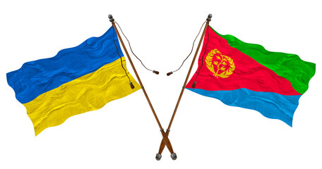 National flag  of Eritrea and Ukraine. Background for designers
