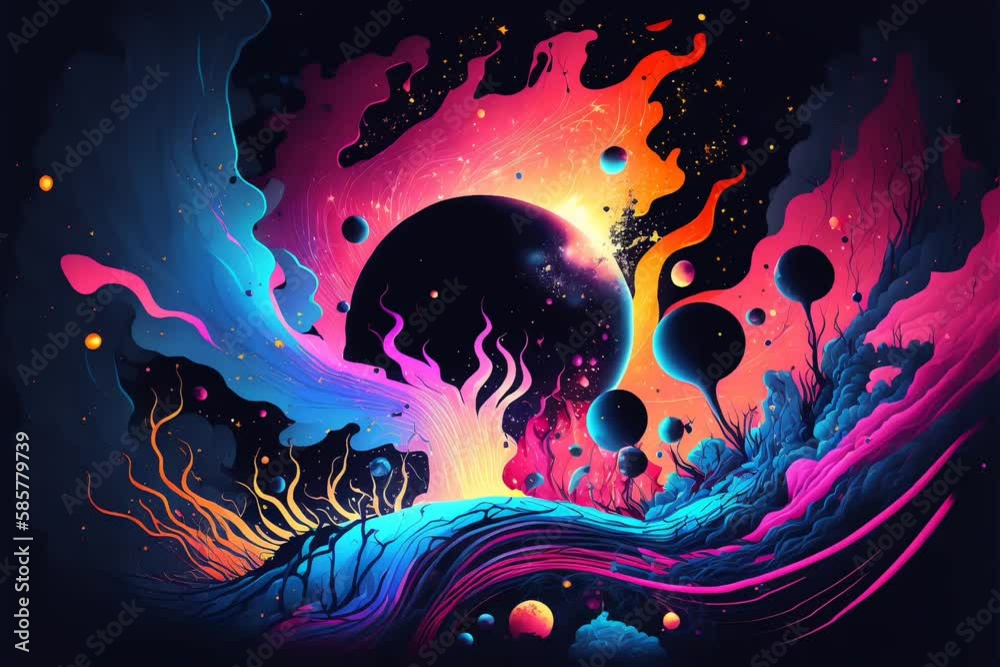 Wall mural space and glowing nebula background. motion.
