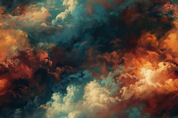 Fototapeta na wymiar vivid sky with a multitude of clouds. Generative AI