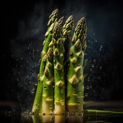 asparagus on a black close- up,ai generative