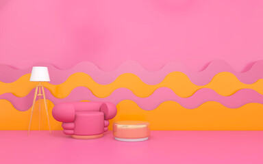Room interior with Wall Background. 3D rendering ,3D illustration	
