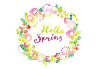 Fototapeta premium Spring Wreath drawn in watercolor